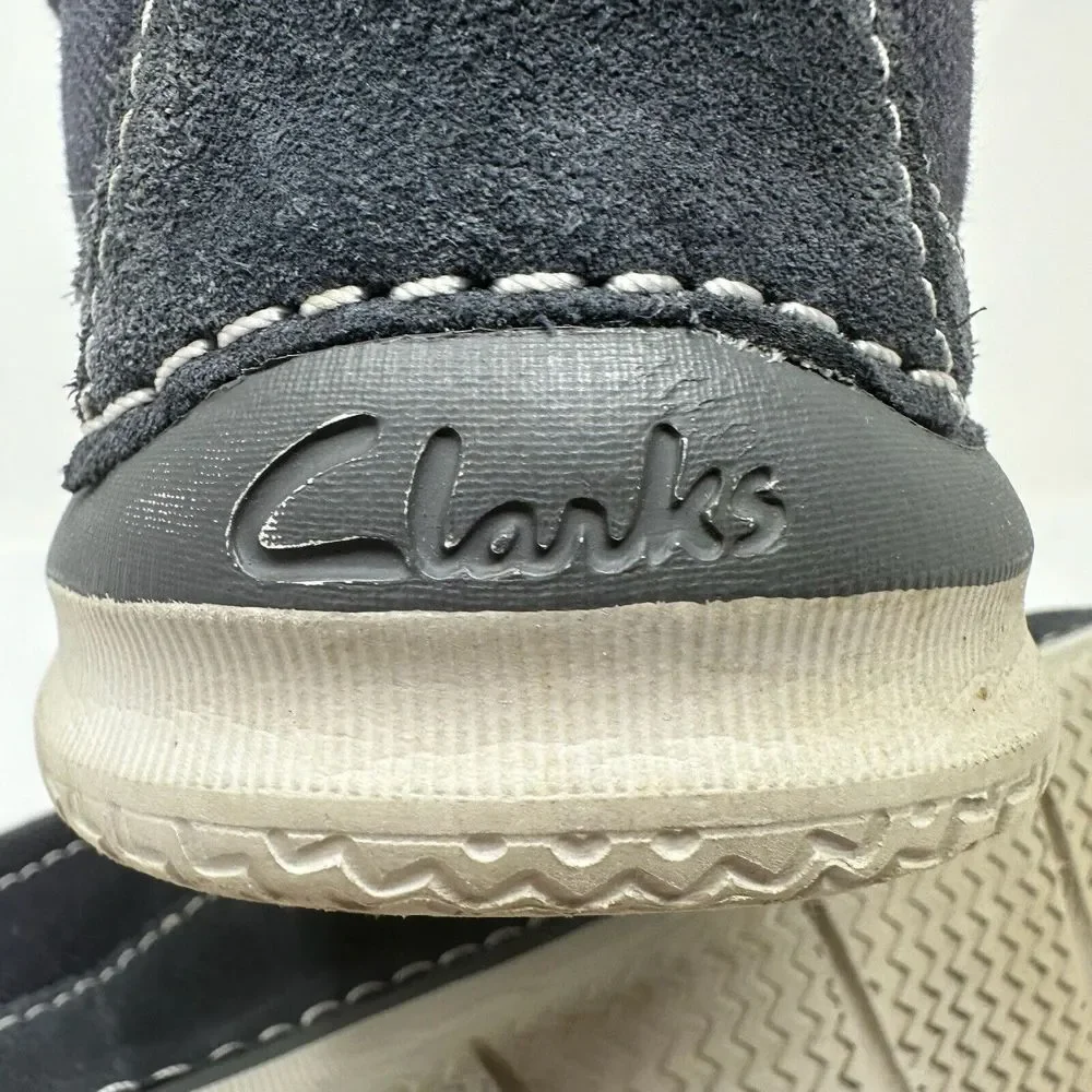 Clarks Shoes Mens 11 Navy Blue Canvas Lace Up Sneakers Soft Cushion Ortholite‎
